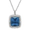 14k White Gold 42.10ct Blue Topaz 3.10ct Diamond Pendant