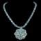 14K White Gold 54.69ct Zircon and 7.73ct Diamond Necklace