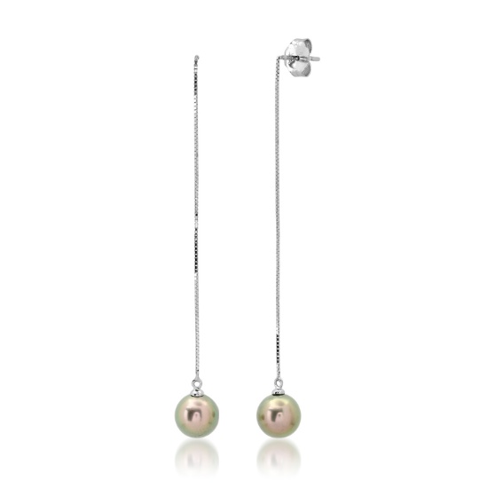 18K White Gold Settings with 8mm pearl Drop Earrings