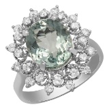 14k White Gold 3.33ct Aquamarine 0.67ct Diamond Ring