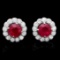 14K White Gold 3.64ct Ruby and 1.12ct Diamond Earrings