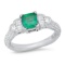 18K White Gold Setting with 0.68ct Emerald and 1.14ct Diamond Ring