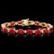 14K Gold 25.08ct Ruby 1.01ct Diamond Bracelet