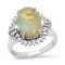 Platinum Setting with 3.33ct Opal and 0.55ct Diamond Ladies Ring