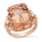 14K Rose Gold with 17.58ct Morganite and 0.70ct Diamond Ladies Ring