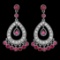 14K White Gold 2.87ct Ruby and 1.08ct Diamond Earrings