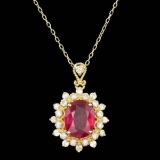 14K Gold 3.12ct Ruby 0.66ct Diamond Pendant