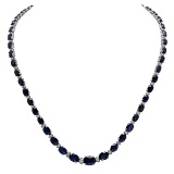 14k White Gold 34.60ct Sapphire 1.78ct Diamond Necklace