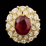 14K Yellow Gold 9.76ct Ruby and 1.64ct Diamond Ring