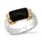 14K Yellow and White Gold Setting with 2.4ct Black Onyx and 0.17ct Diamond Ladies Ring