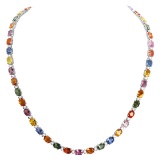 14k White Gold 42.44ct Sapphire 1.63ct Diamond Necklace