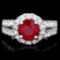 14K White Gold 2.95ct Ruby and 1.20ct Diamond Ring