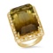 14K Yellow Gold Setting with 33.10ct Citrine and 1.14ct Diamond Ring