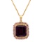 14k Yellow Gold 26.61ct Amethyst 1.95ct Pink Sapphire 1.47ct Diamond Pendant