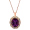 14k Rose Gold 17.60ct Amethyst 13.82ct Aquamarine 0.72ct Diamond Pendant