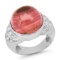 18K White Gold Setting with 15ct Pink Tourmaline and 0.60ct Diamond Ladies Ring