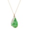 14K Yellow Gold Setting with Free Form Jade Carving Ladies Pendant
