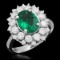 14K White Gold 1.81ct Emerald and 1.45ct Diamond Ring