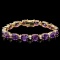 14k Gold 28.75ct Amethyst 1.25ct Diamond Bracelet