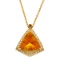 14k Yellow Gold 13.60ct Citrine 0.43ct & 0.05ct Diamond Pendant