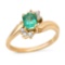 14K Yellow Gold Setting with 0.59ct Emarald and .04ct Diamond Ladies Ring