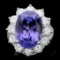 14K White Gold 11.37ct Tanzanite and 2.03ct Diamond Ring