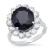 14K White Gold with 4.79ct Sapphire and 1.33ct Diamond Ladies Ring