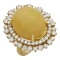 14k Yellow Gold 12.65ct Opal 2.04ct Diamond Ring