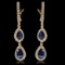 14K Gold 2.79ct Sapphire & 1.68ct Diamond Earrings