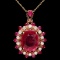 14K Gold 4.82ct Ruby 0.36ct Diamond Pendant
