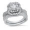14K White Gold Two Ring Bridal Set with 1.42tcw Diamond Ladies Ring