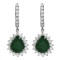 14k White Gold 4.89ct Emerald 1.81ct Diamond Earrings