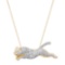 18K Yellow Gold Setting with 1.10ct Diamond Panther Pendant