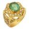 14k Yellow Gold 4.79ct Emerald 1.10ct Diamond Ring