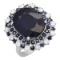 14k White Gold 15.44ct & 1.00ct Sapphire 1.00ct Diamond Ring