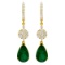 14k Yellow Gold 7.33ct Emerald 2.10ct Diamond Earrings