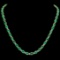 14K Yellow Gold 31.94ct Emerald and 1.68ct Diamond Necklace