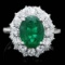 14K White Gold 3.17ct Emerald and 1.86ct Diamond Ring
