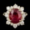 14K Yellow Gold 5.37ct Ruby and 1.36ct Diamond Ring