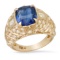 18K Yellow Gold Setting with 5.13ct Sapphire and 1.85ct Diamond Ladies Ring