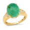 14K Yellow Gold Setting with 5.0ct Emerald and 0.18ct Diamond Ladies Ring