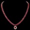 14K Yellow Gold 55.35ct Ruby and 1.20ct Diamond Necklace