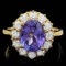 14K Yellow Gold 3.92ct Tanzanite and 0.84ct Diamond Ring