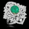 14K White Gold 3.33ct Emerald and 3.26ct Diamond Ring