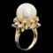 14K Yellow Gold 16mm South Sea Pearl and 0.72ct Diamond Ring