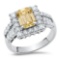 Platinum Setting with 1.81ct Fancy Yellow Center Diamond and 2.93tcw Diamond Ladies Ring