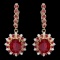 14K Gold 8.07ct Ruby and 0.70ct diamond Earrings