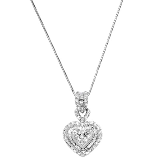 18K White Gold Setting with 2.50ct Diamond Ladies Pendant