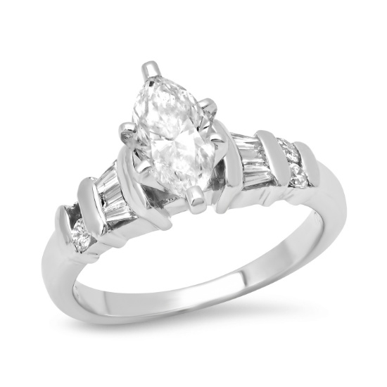 Platinum Setting with .68ct Center Diamond and 0.90tcw Diamond Ladies Ring