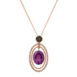 14K Rose Gold Setting with 4.45ct Amethyst, 0.44ct Sapphire and 0.24ct Diamond LALI